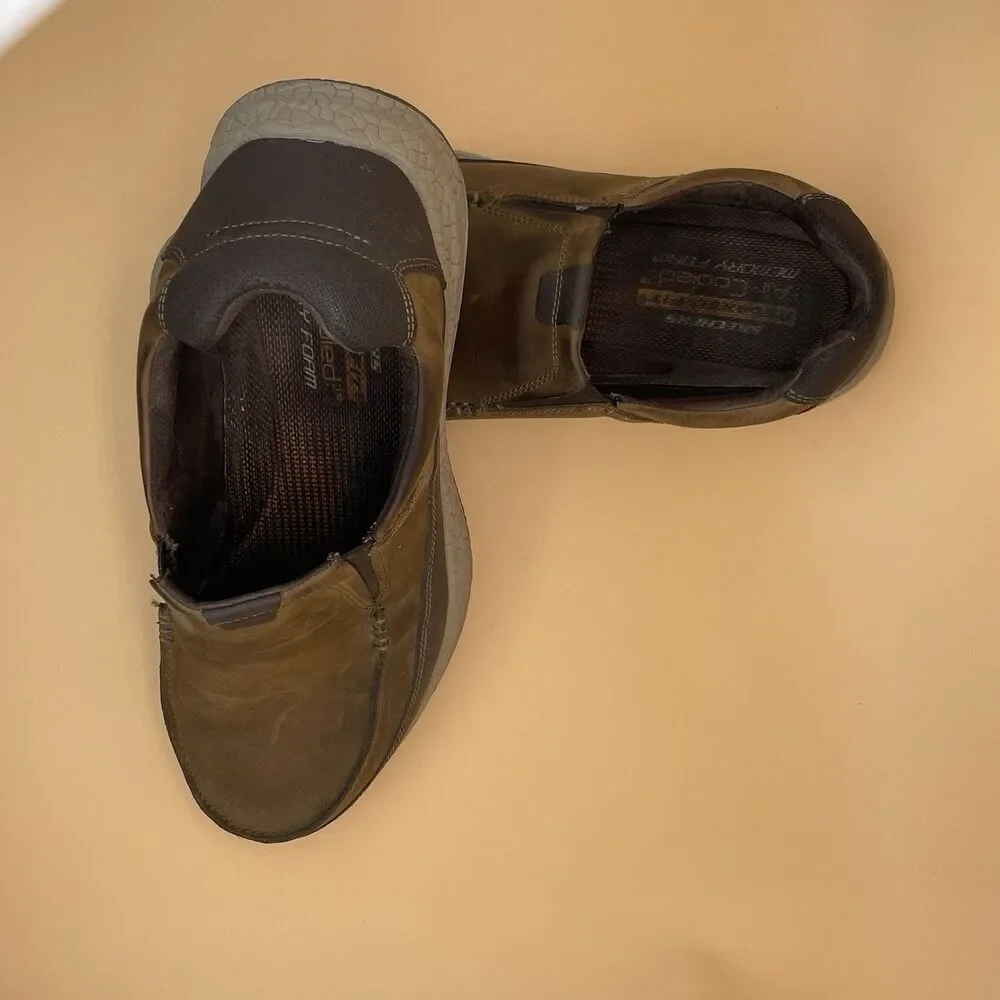 Skechers Bursen 64847 Memory Foam Men’s US 11.5 Dark Brown Relaxed Air Cooled